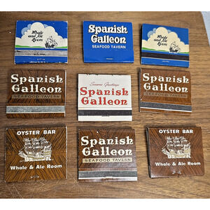 Spanish Galleon Seafood Tavern Matchbook Lot Dallas Fort Worth Restaurant NOS